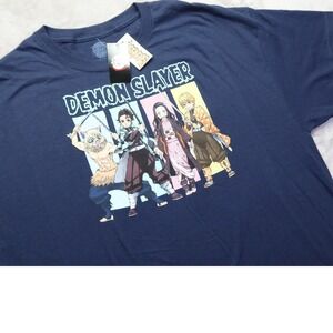 Demon Slayer Mens XL Navy Blue Graphic T-Shirt Spencers Anime Tanjiro Nezuko NEW